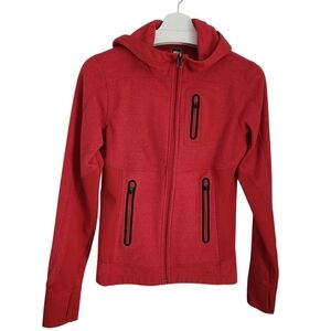 REI Red Lightweight Fleece Hooded Full-Zip Jacket – Stretch Active Layer women’s